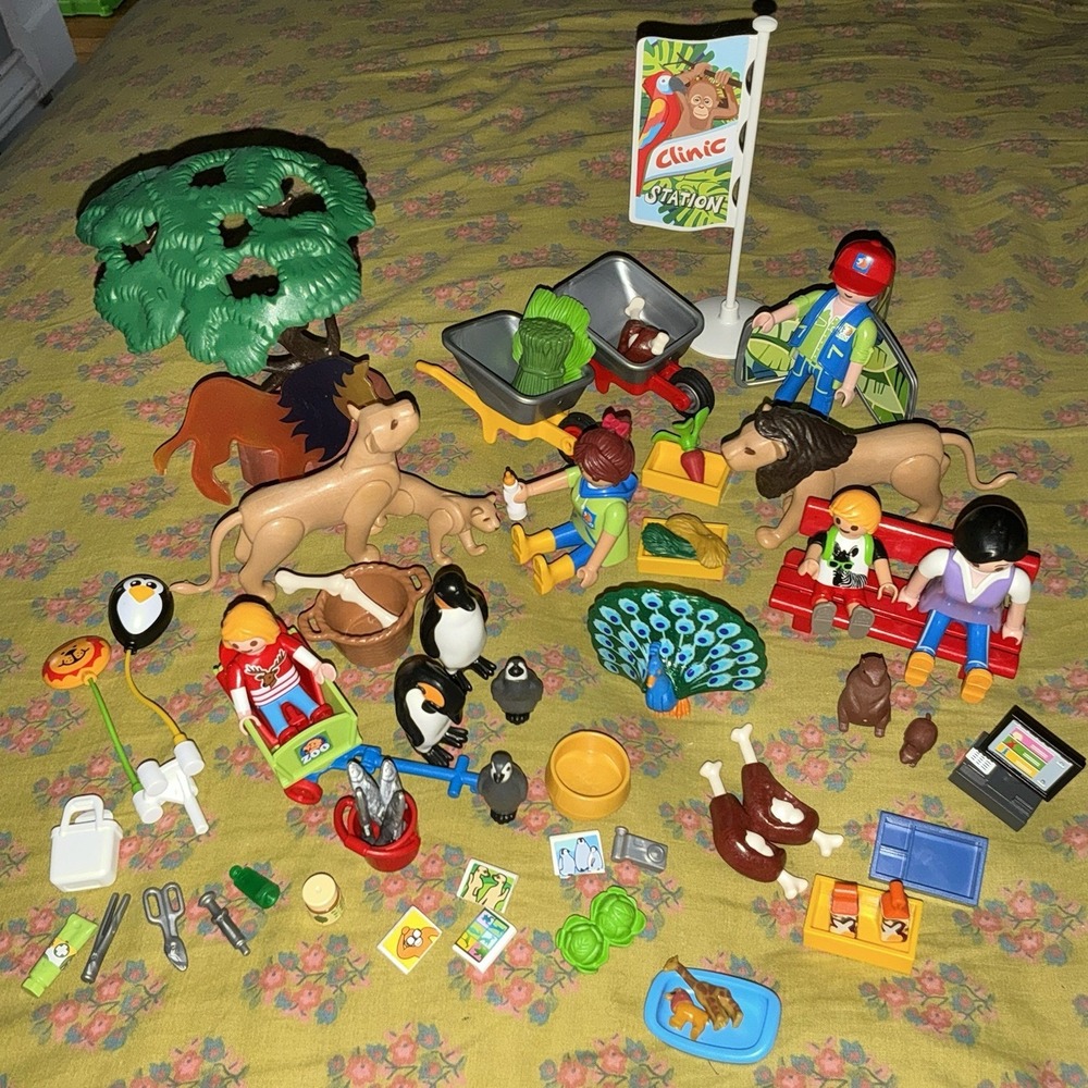 Playmobil 6634 City Life Large Zoo Set 70 Pieces Lion Wagon Penguin Peacock Food
